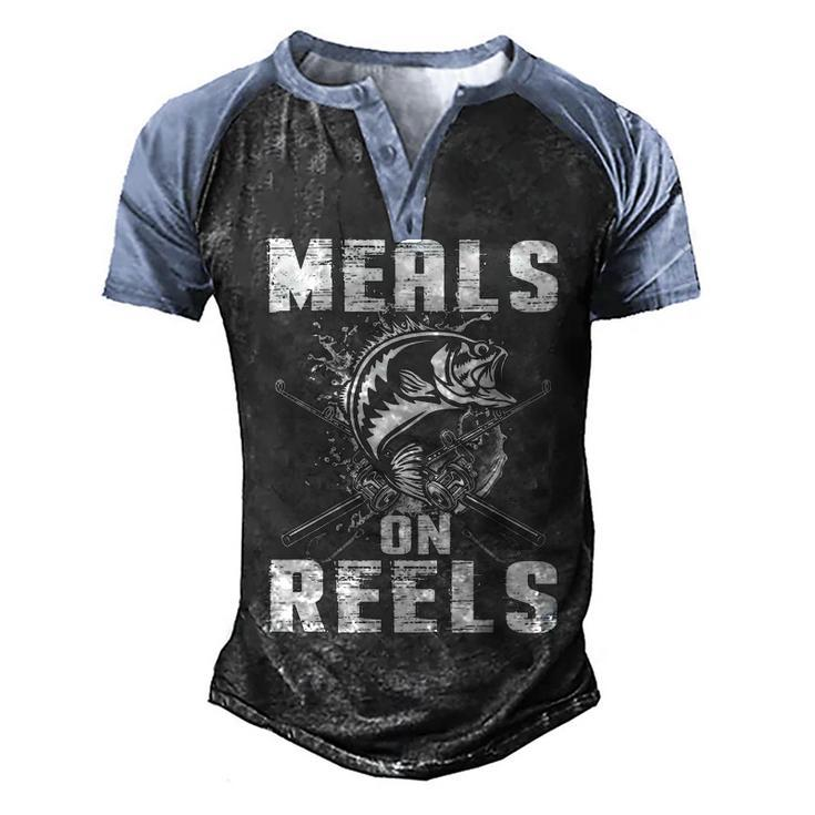 Meals On Reels Men's Henley Shirt Raglan Sleeve 3D Print T-shirt