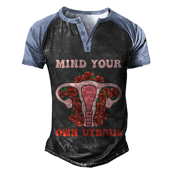 Mind Your Own Uterus V3 Men's Henley Shirt Raglan Sleeve 3D Print T-shirt
