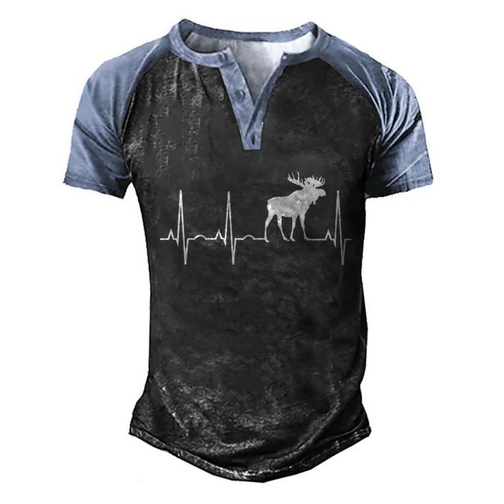 Moose Gift Moose Lover Gift Funny Gift Moose Heartbeat Gift Men's Henley Shirt Raglan Sleeve 3D Print T-shirt