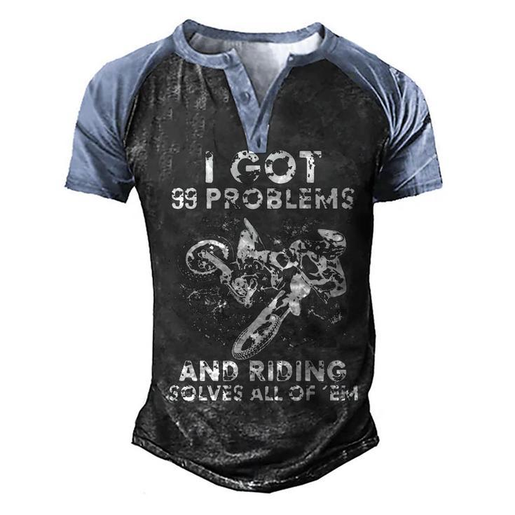 Motocross - 99 Problems Men's Henley Shirt Raglan Sleeve 3D Print T-shirt