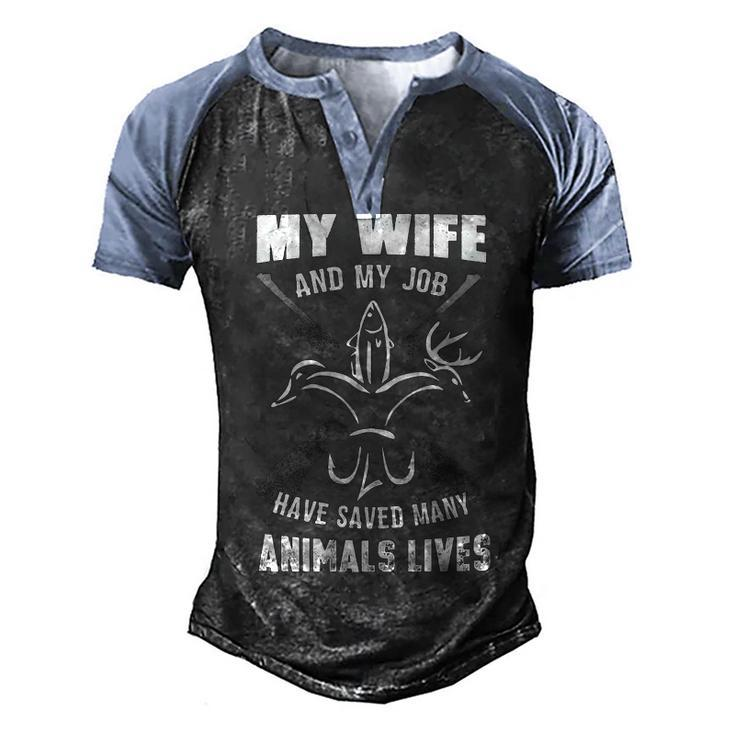 My Wife & Job - Saved Many Animals Men's Henley Shirt Raglan Sleeve 3D Print T-shirt