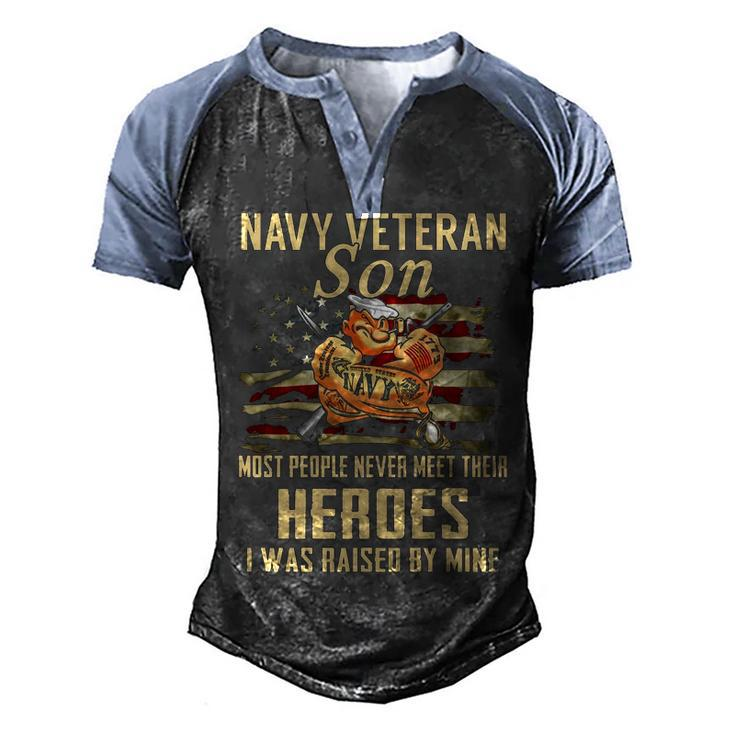 Navy Veteran Son Men's Henley Shirt Raglan Sleeve 3D Print T-shirt