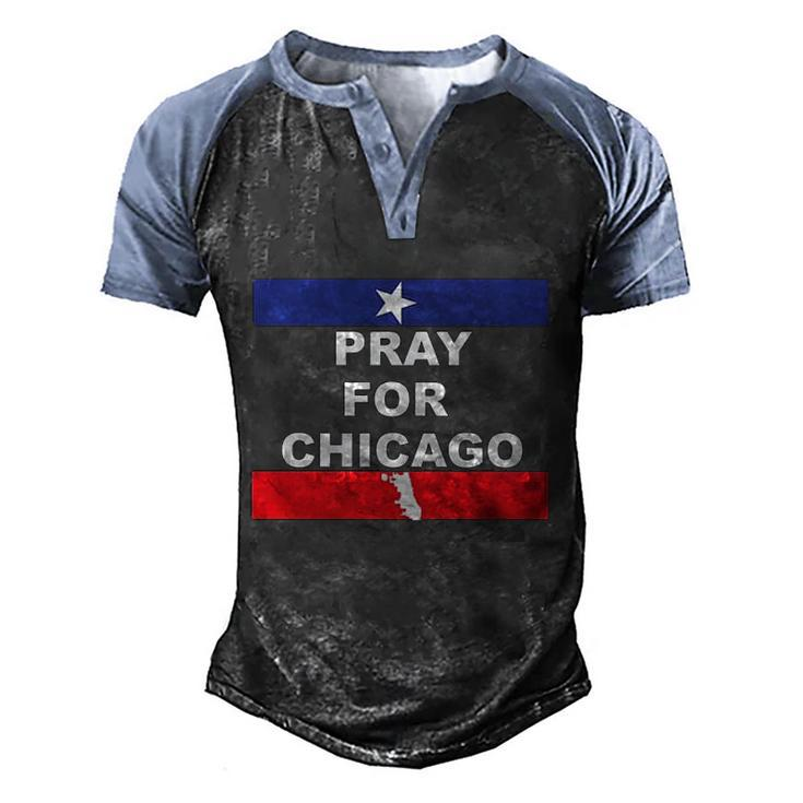 Nice Pray For Chicago Chicao Shooting Men's Henley Shirt Raglan Sleeve 3D Print T-shirt