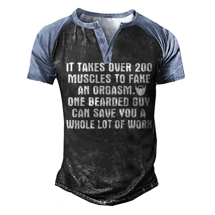 One Beard Men's Henley Shirt Raglan Sleeve 3D Print T-shirt