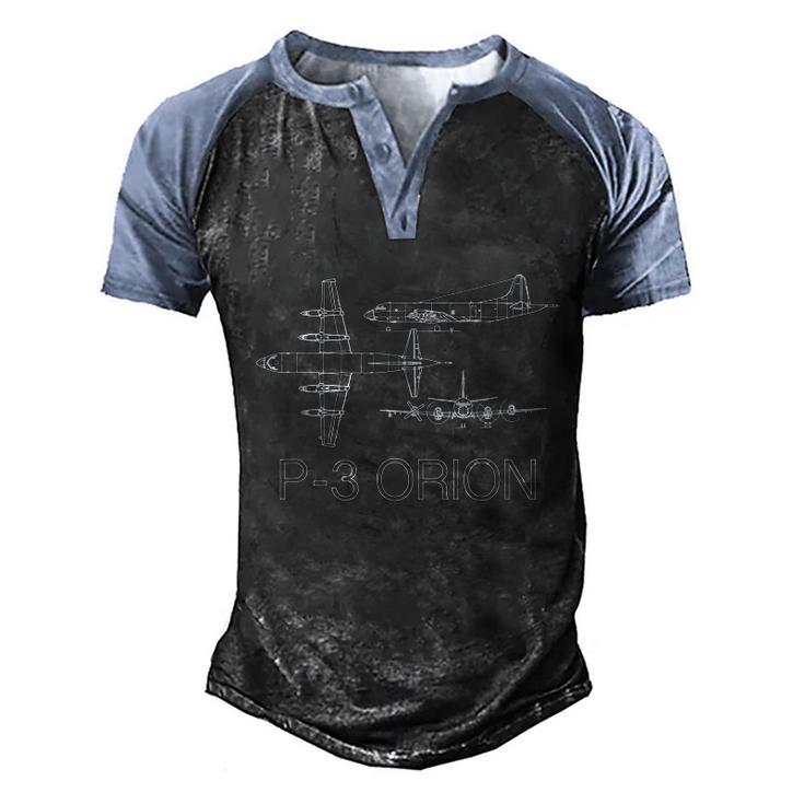 P3 Orion Navy Aircraft Crew Veteran Naval Aviation Men's Henley Shirt Raglan Sleeve 3D Print T-shirt