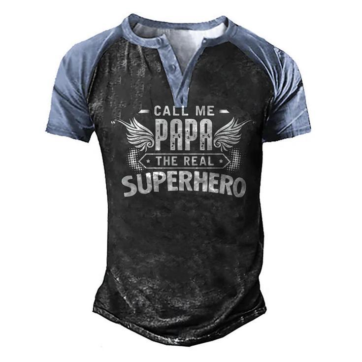 Papa - The Real Superhero Men's Henley Shirt Raglan Sleeve 3D Print T-shirt