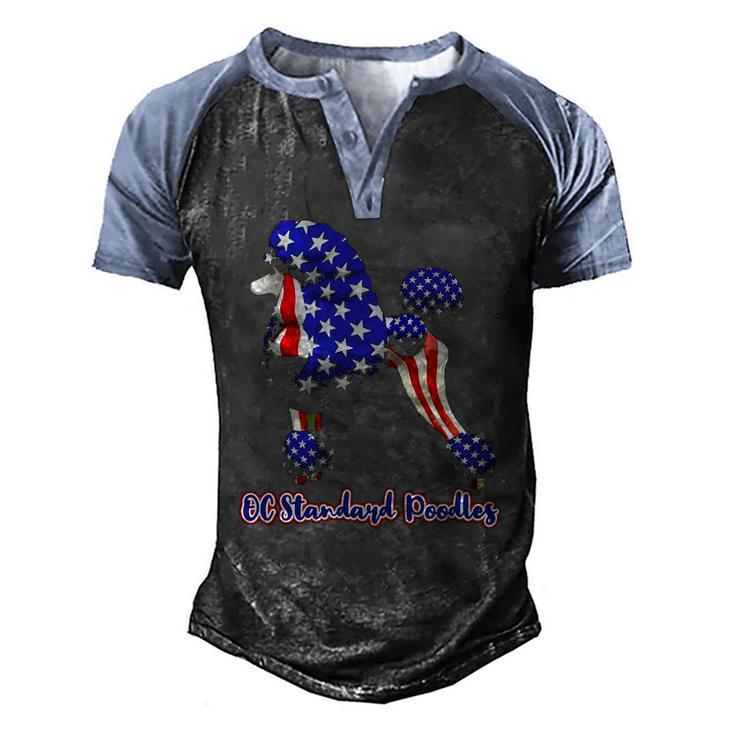 Patriotic Flag Poodle For American Poodle Lovers Men's Henley Raglan T-Shirt