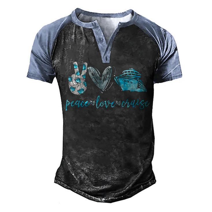 Peace Love Cruise Hippie Cruising Men's Henley Shirt Raglan Sleeve 3D Print T-shirt