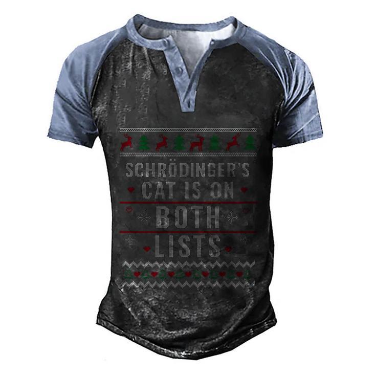 Physicist Schrödingers Cat Funny Gift Physics Ugly Christmas Gift Men's Henley Shirt Raglan Sleeve 3D Print T-shirt