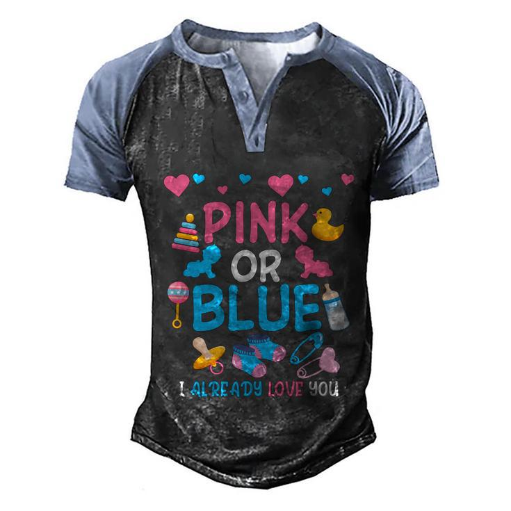 Pink Or Blue I Already Love You Matching Gender Reveal Party Funny Gift Men's Henley Shirt Raglan Sleeve 3D Print T-shirt