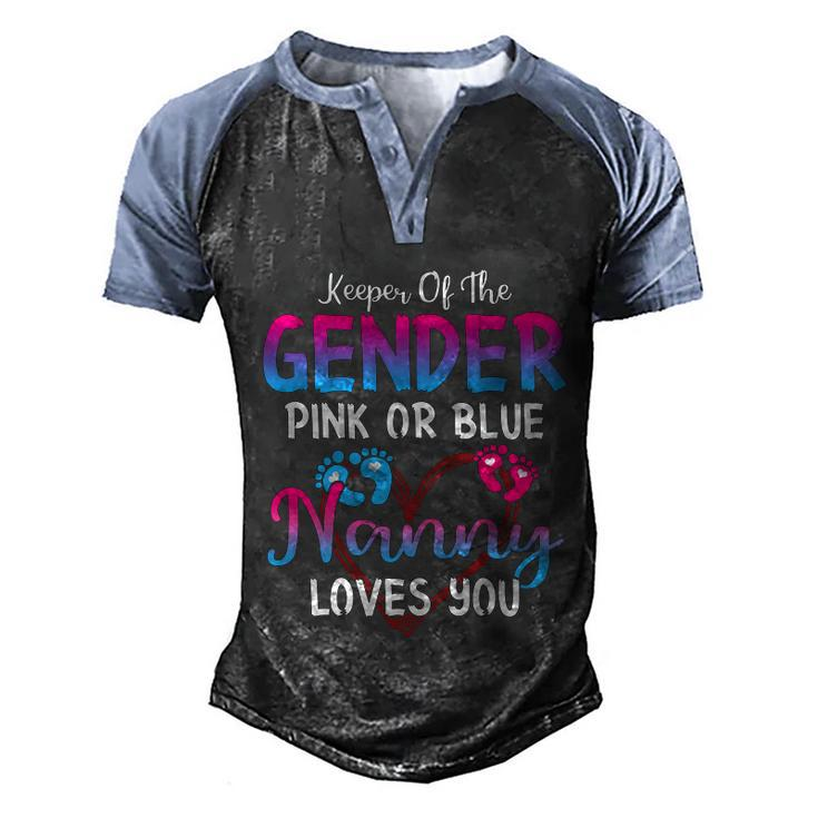 Pink Or Blue Nanny Loves You Keeper Of The Gender Gift Men's Henley Shirt Raglan Sleeve 3D Print T-shirt