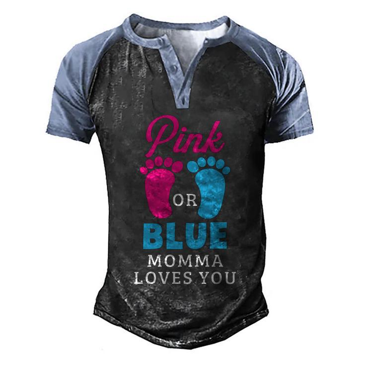 Pink Or Blue Pa Loves You Gender Reveal Meaningful Gift Men's Henley Shirt Raglan Sleeve 3D Print T-shirt