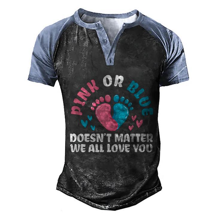 Pink Or Blue We All Love You Party Pregnancy Gender Reveal Gift Men's Henley Shirt Raglan Sleeve 3D Print T-shirt