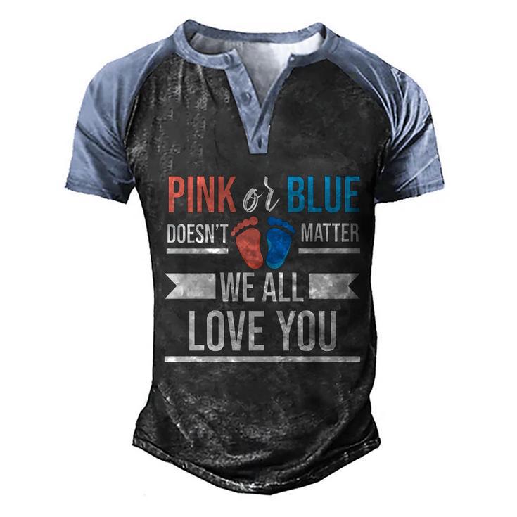 Pink Or Blue We All Love You Party Pregnancy Gender Reveal Gift Men's Henley Shirt Raglan Sleeve 3D Print T-shirt