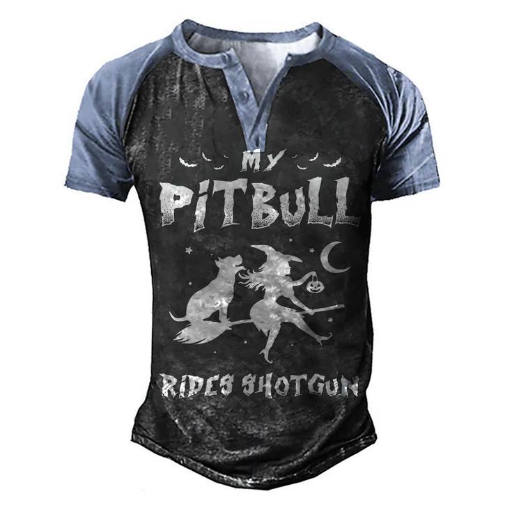 Pitbull Dog    My Pitbull Rides Shotgun Men's Henley Shirt Raglan Sleeve 3D Print T-shirt