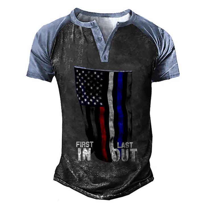 Police Fire Ems First Responder American Flag Men's Henley Shirt Raglan Sleeve 3D Print T-shirt