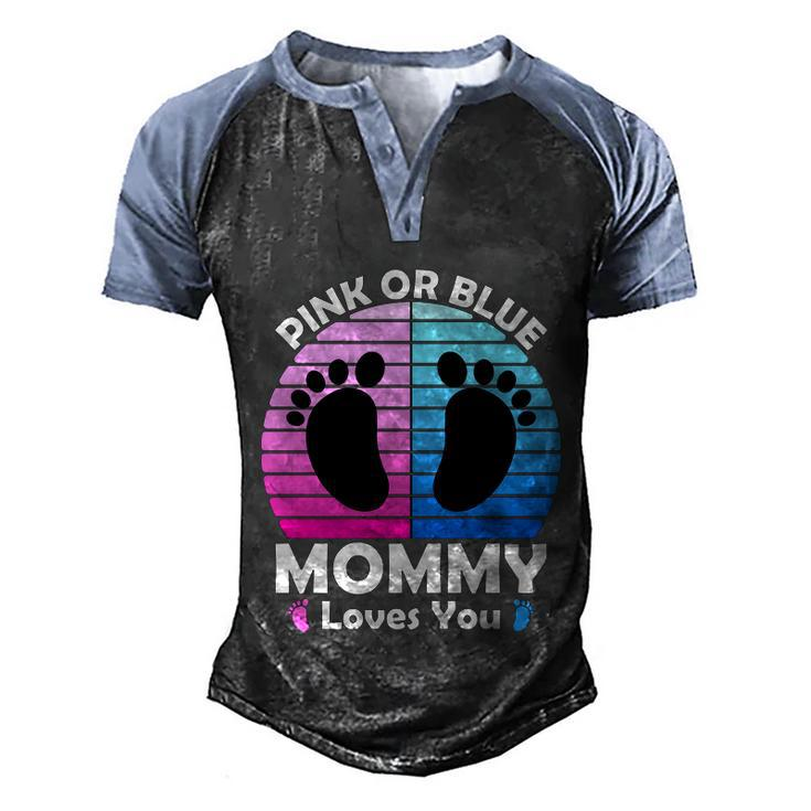 Pregnancy Announcet Mom 2021 Pink Or Blue Mommy Loves You Cool Gift Men's Henley Shirt Raglan Sleeve 3D Print T-shirt