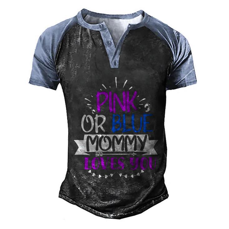Pregnancy Announcet Pink Or Blue Mommy Loves You Cute Gift Men's Henley Shirt Raglan Sleeve 3D Print T-shirt