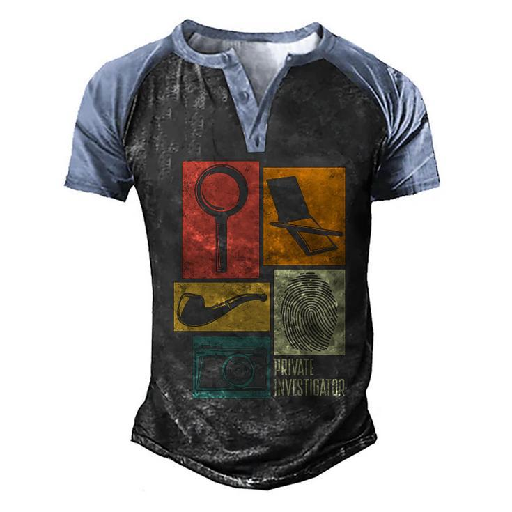 Private Detective Crime Investigator Silhouettes Gift Men's Henley Shirt Raglan Sleeve 3D Print T-shirt
