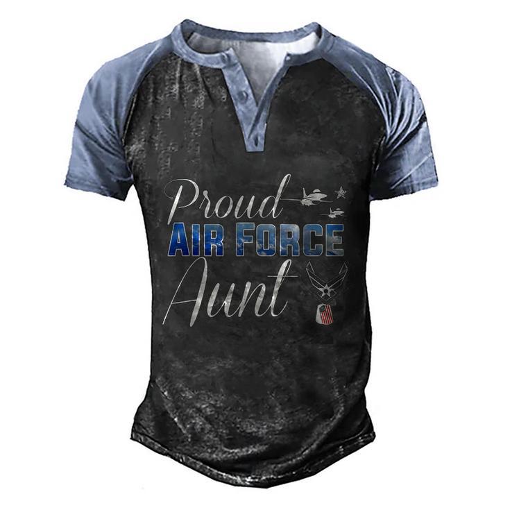 Proud Air Force Aunt Heart Us Air Force Military Men's Henley Shirt Raglan Sleeve 3D Print T-shirt