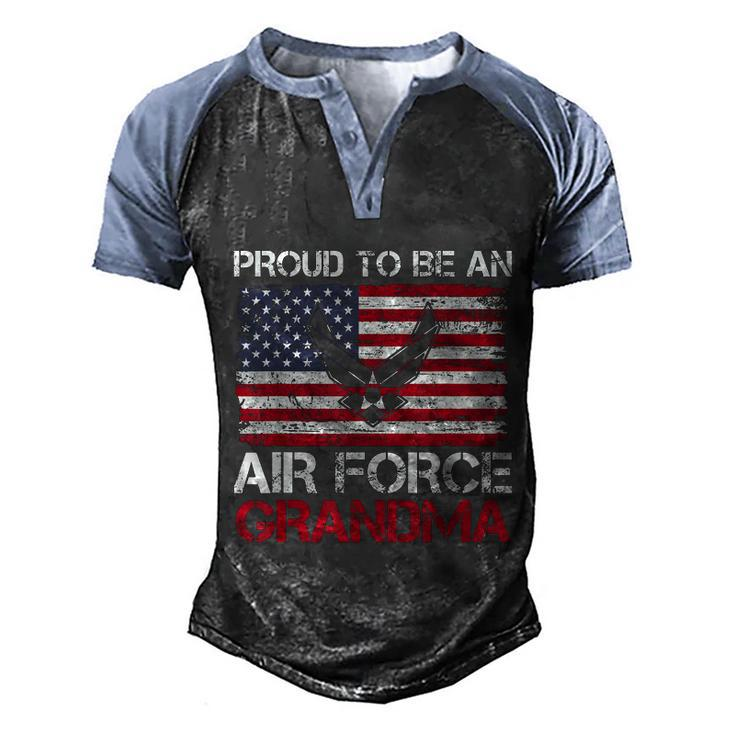 Proud Air Force Grandma Funny American Flag V2 Men's Henley Shirt Raglan Sleeve 3D Print T-shirt