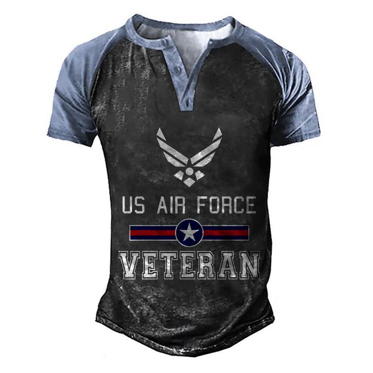Proud Air Force Veteran Military Pride Gift Men's Henley Shirt Raglan Sleeve 3D Print T-shirt