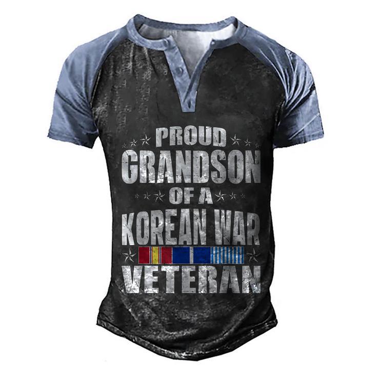 Proud Grandson Of Korean War Veteran Military Family Gift Men's Henley Shirt Raglan Sleeve 3D Print T-shirt