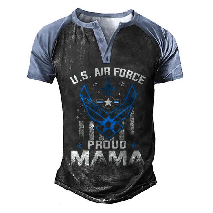 Proud Mama Us Air Force American FlagUsaf Men's Henley Shirt Raglan Sleeve 3D Print T-shirt