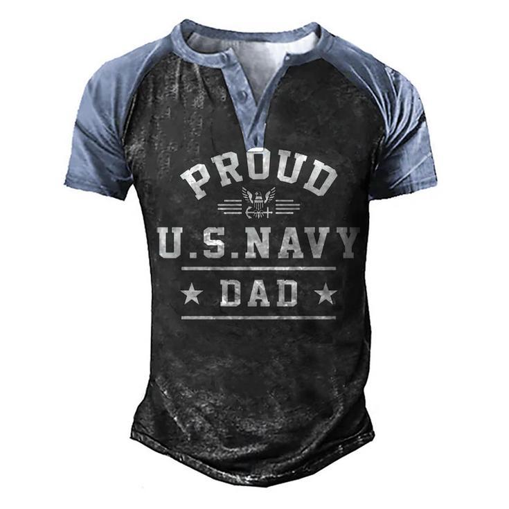Proud Navy Dad Men's Henley Shirt Raglan Sleeve 3D Print T-shirt