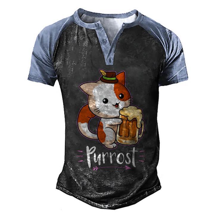 Purrost Prost Oktoberfest Cat German Beer Festival Gift Men's Henley Shirt Raglan Sleeve 3D Print T-shirt