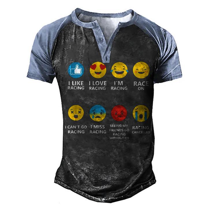 Racing Life Emotions Men's Henley Shirt Raglan Sleeve 3D Print T-shirt