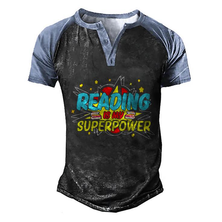 Reader Reading Bookworm Book Lover Reading Is My Superpower Gift Graphic Design Printed Casual Daily Basic Men's Henley Shirt Raglan Sleeve 3D Print T-shirt