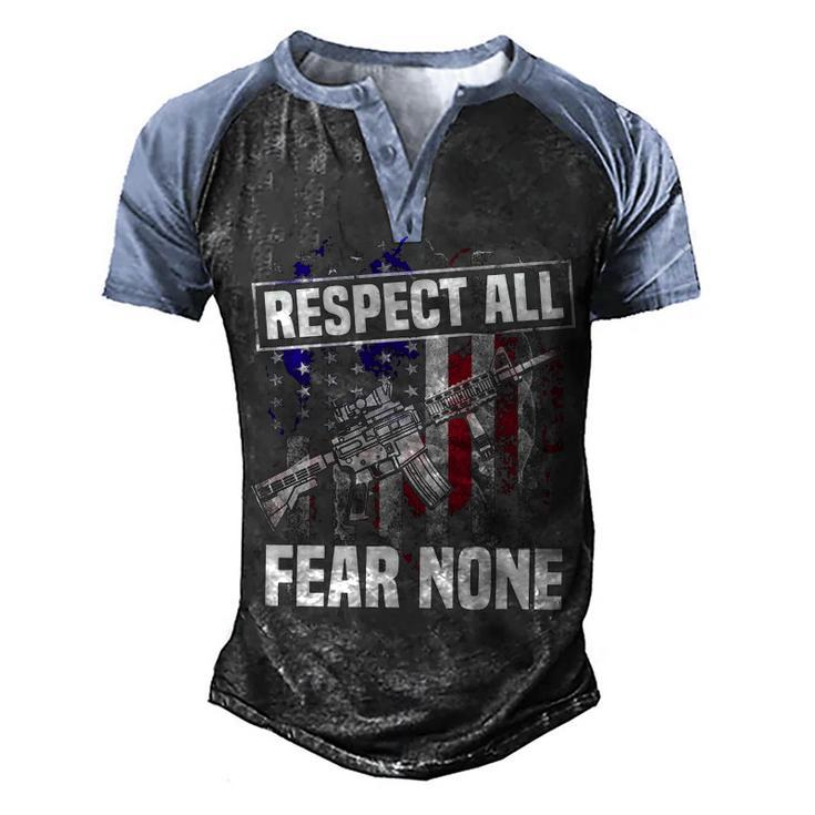 Respect All Fear Men's Henley Shirt Raglan Sleeve 3D Print T-shirt