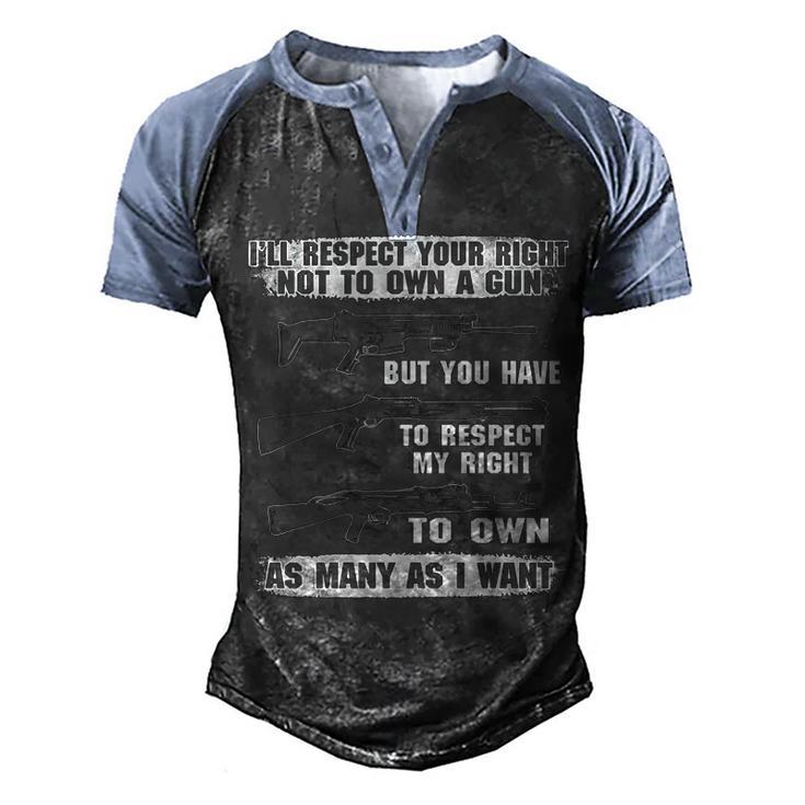 Respect My Right Men's Henley Shirt Raglan Sleeve 3D Print T-shirt