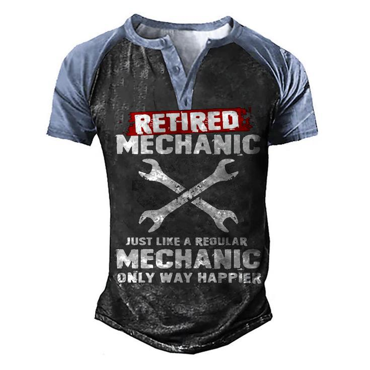 Retired Mechanic V2 Men's Henley Shirt Raglan Sleeve 3D Print T-shirt