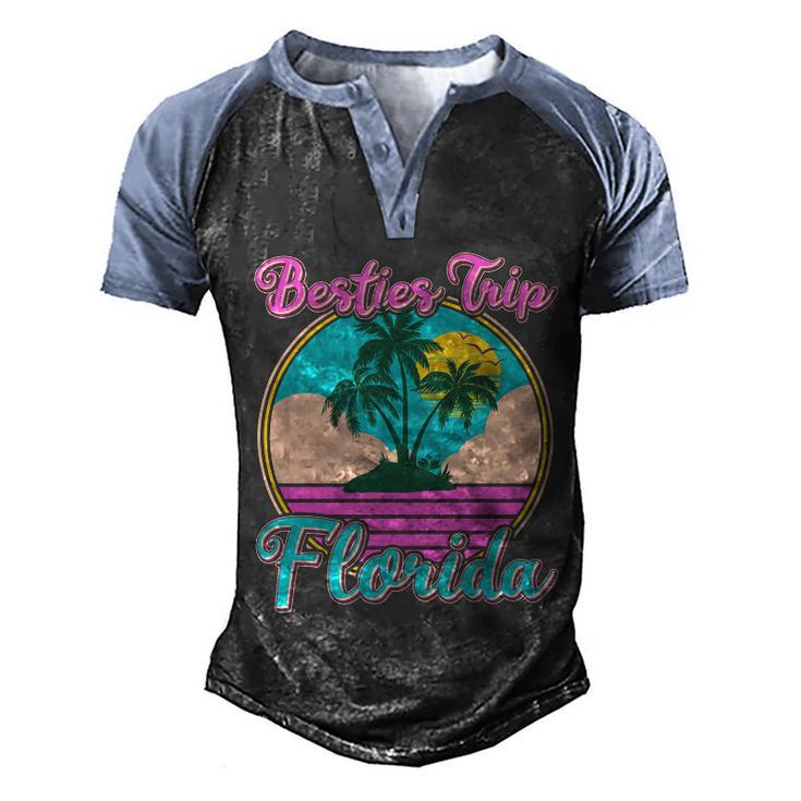 Retro Vintage Besties Trip Florida Men's Henley Shirt Raglan Sleeve 3D Print T-shirt