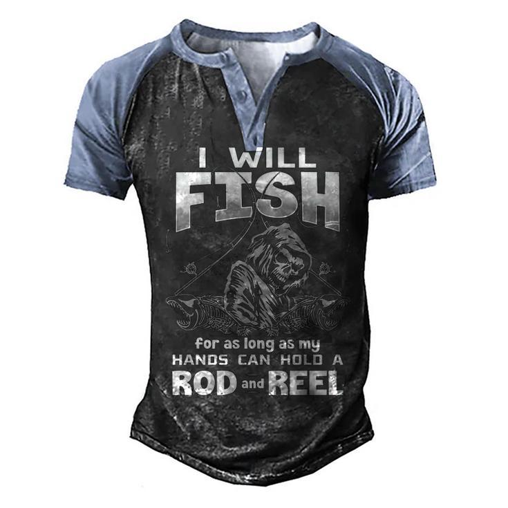 Rod And Reel Men's Henley Shirt Raglan Sleeve 3D Print T-shirt