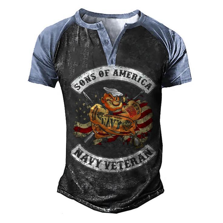 Son Of America Navy Veteran Men's Henley Shirt Raglan Sleeve 3D Print T-shirt