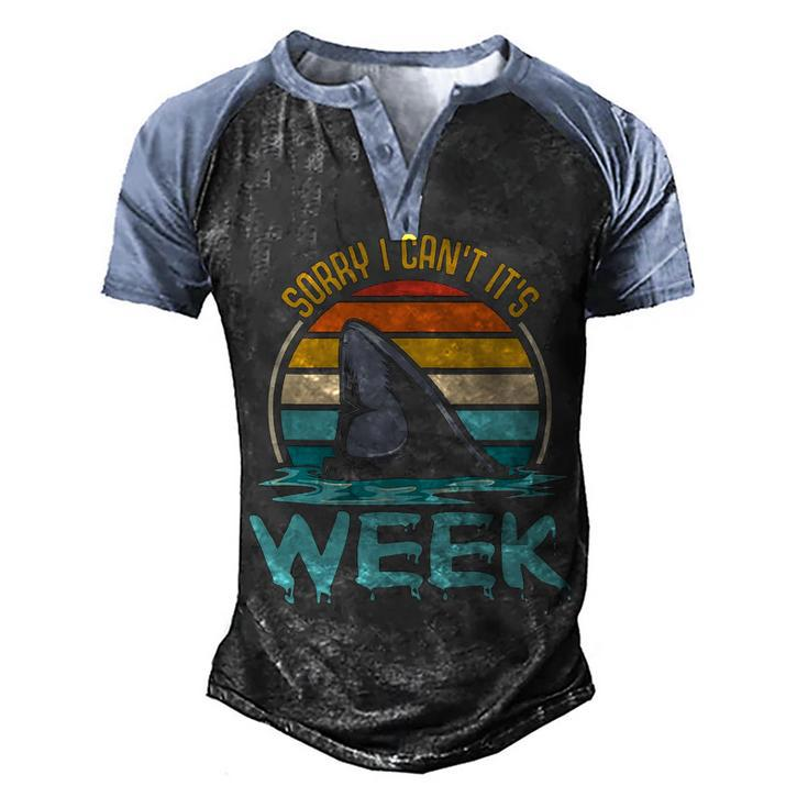 Sorry I Cant Its Week Ocean Scuba Diving Funny Shark Lover  Men's Henley Shirt Raglan Sleeve 3D Print T-shirt