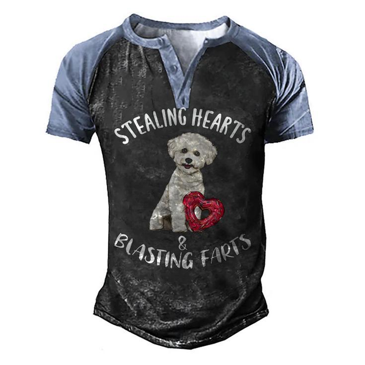 Stealing Hearts Blasting Farts Bichons Frise Valentines Day Men's Henley Raglan T-Shirt