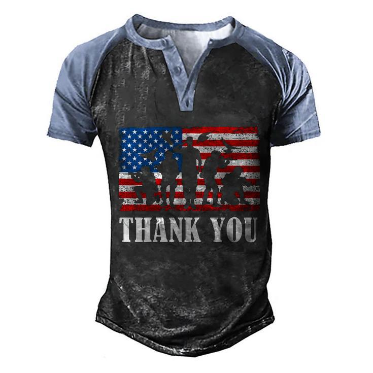 Thank You Army Memorial Day Partiotic Military Veteran Gift Men's Henley Shirt Raglan Sleeve 3D Print T-shirt