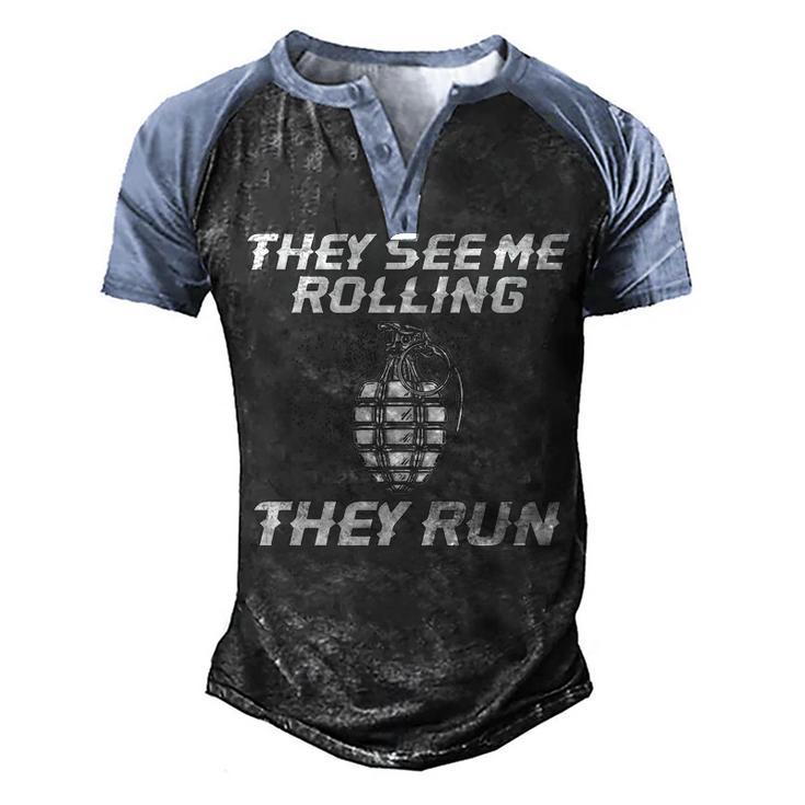 They See Me Rolling Men's Henley Shirt Raglan Sleeve 3D Print T-shirt