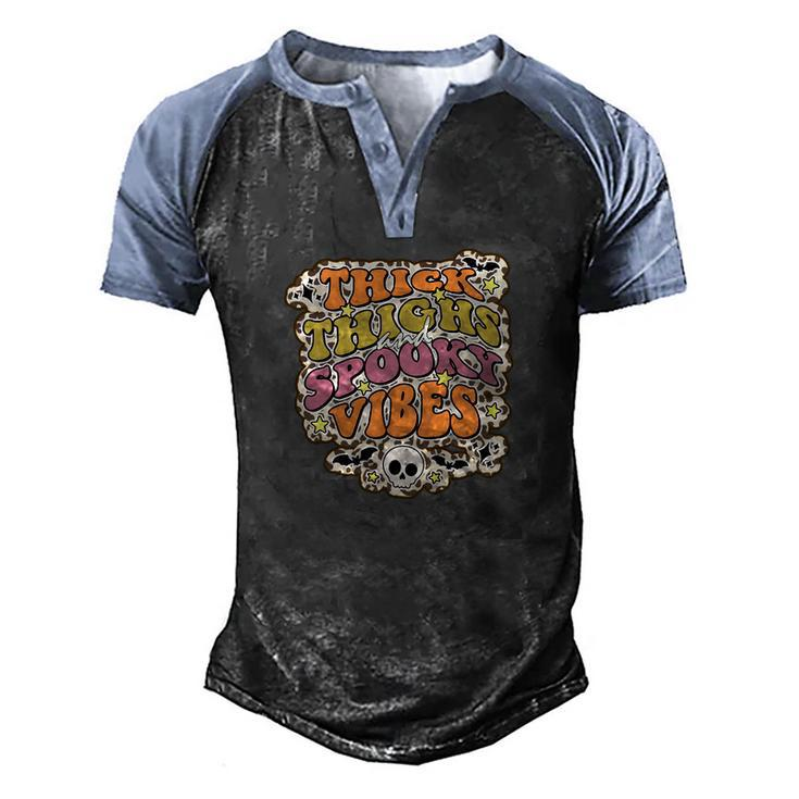 Thick Thights And Spooky Vibes Happy Funny Halloween Men's Henley Shirt Raglan Sleeve 3D Print T-shirt
