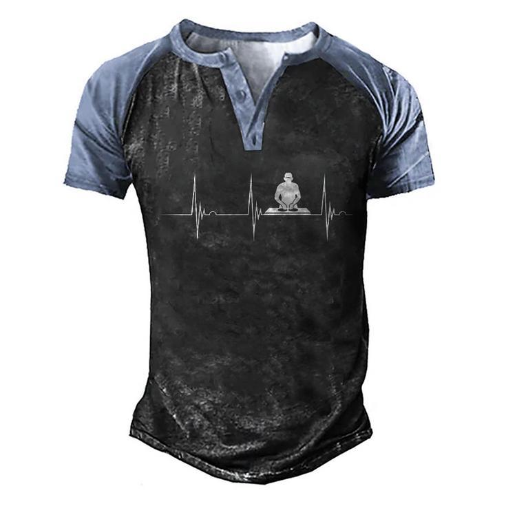 Turntable Dj Dance Music Heartbeat Ekg Pulse Dj Techno Gift Men's Henley Shirt Raglan Sleeve 3D Print T-shirt