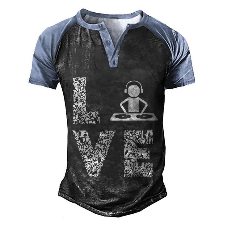 Turntable Dj Love Dance Music Dj Techno Edm Music Producer Gift Men's Henley Shirt Raglan Sleeve 3D Print T-shirt