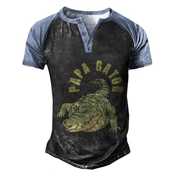 Vintage Papa Gator Alligators Father Graphic Design Printed Casual Daily Basic Men's Henley Shirt Raglan Sleeve 3D Print T-shirt