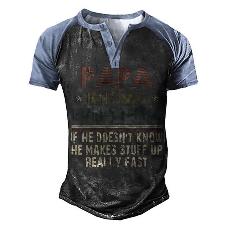 Vintage Papa Know Everything Gift For Fathers Day  Men's Henley Shirt Raglan Sleeve 3D Print T-shirt