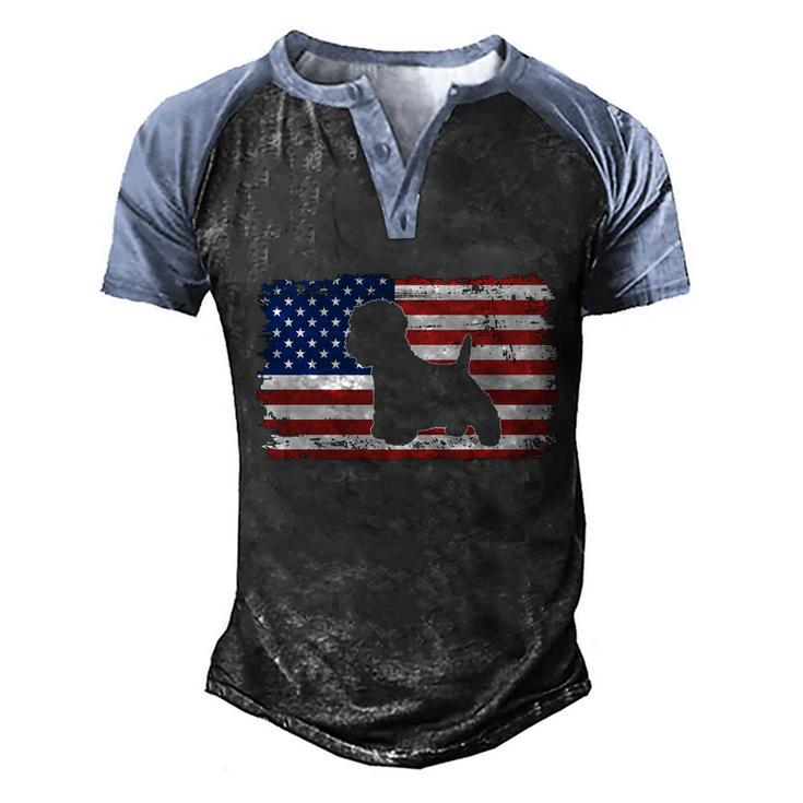 Vintage West Highland White Terrier Dog Us American Flag Gift Men's Henley Shirt Raglan Sleeve 3D Print T-shirt