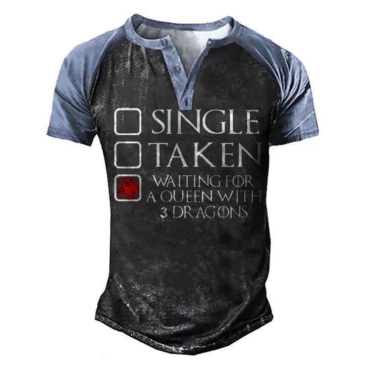 Waiting For A Queen With 3 Dragons Men's Henley Shirt Raglan Sleeve 3D Print T-shirt
