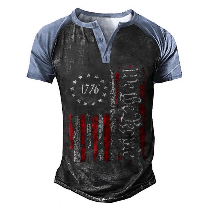 We The People American History 1776 Independence Day Vintage Men's Henley Shirt Raglan Sleeve 3D Print T-shirt